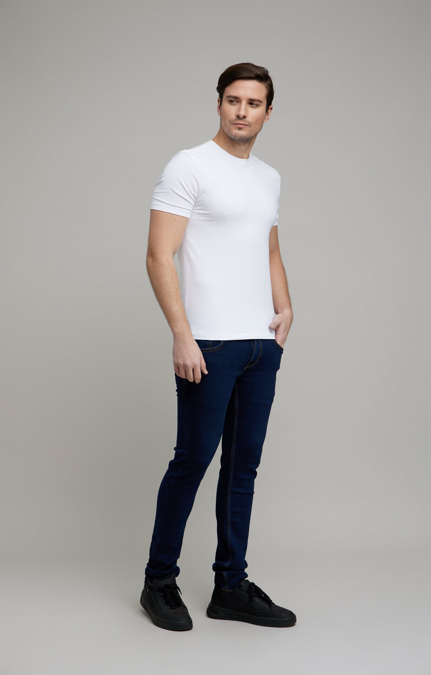 Celio Men Navy Blue Solid Skinny Fit Cotton-Blend Jeans
