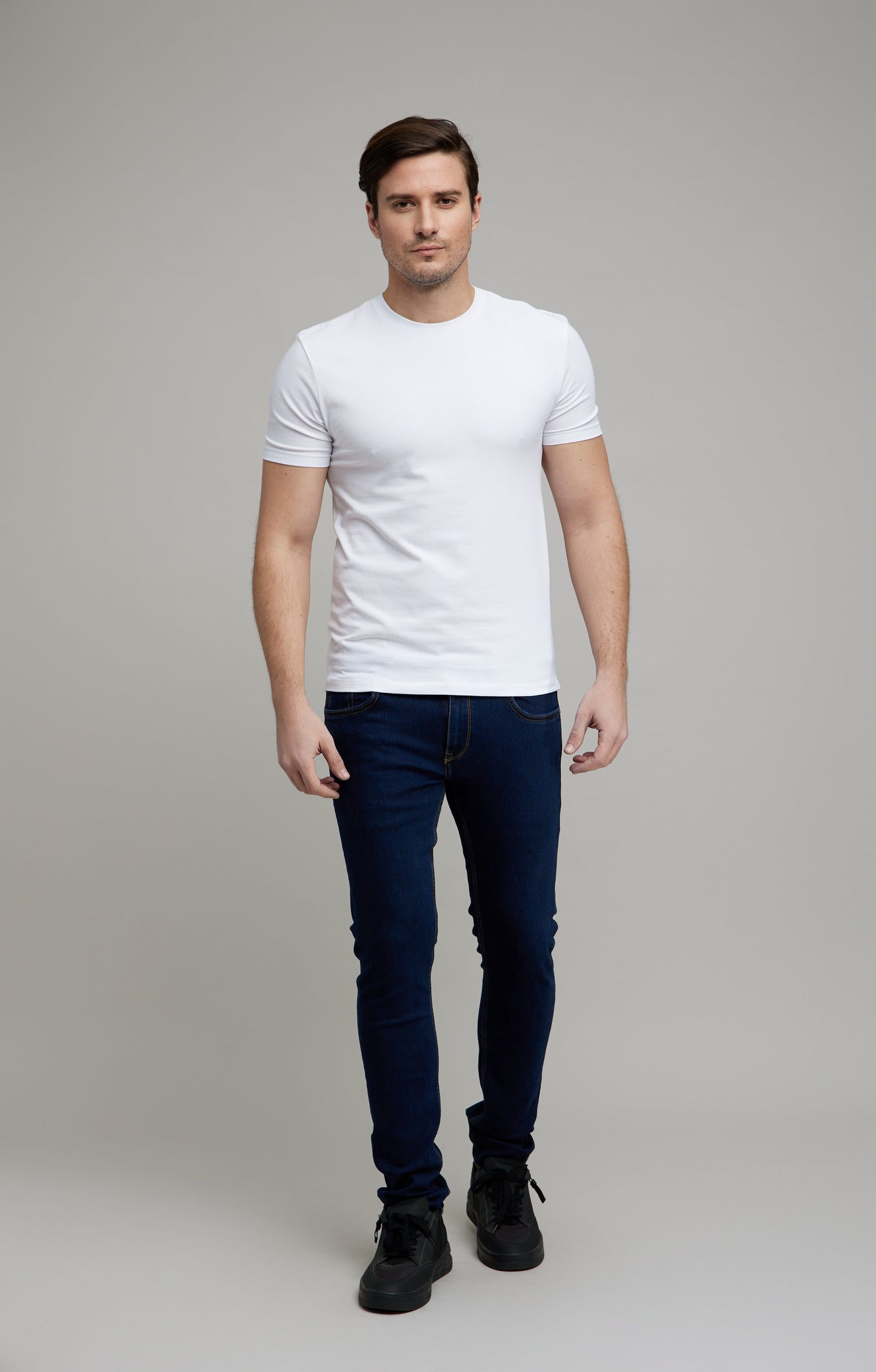 Celio Men Navy Blue Solid Skinny Fit Cotton-Blend Jeans