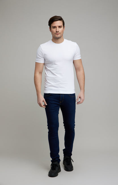 Celio Men Navy Blue Solid Skinny Fit Cotton-Blend Jeans