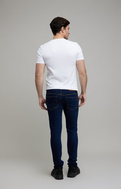 Celio Men Navy Blue Solid Skinny Fit Cotton-Blend Jeans