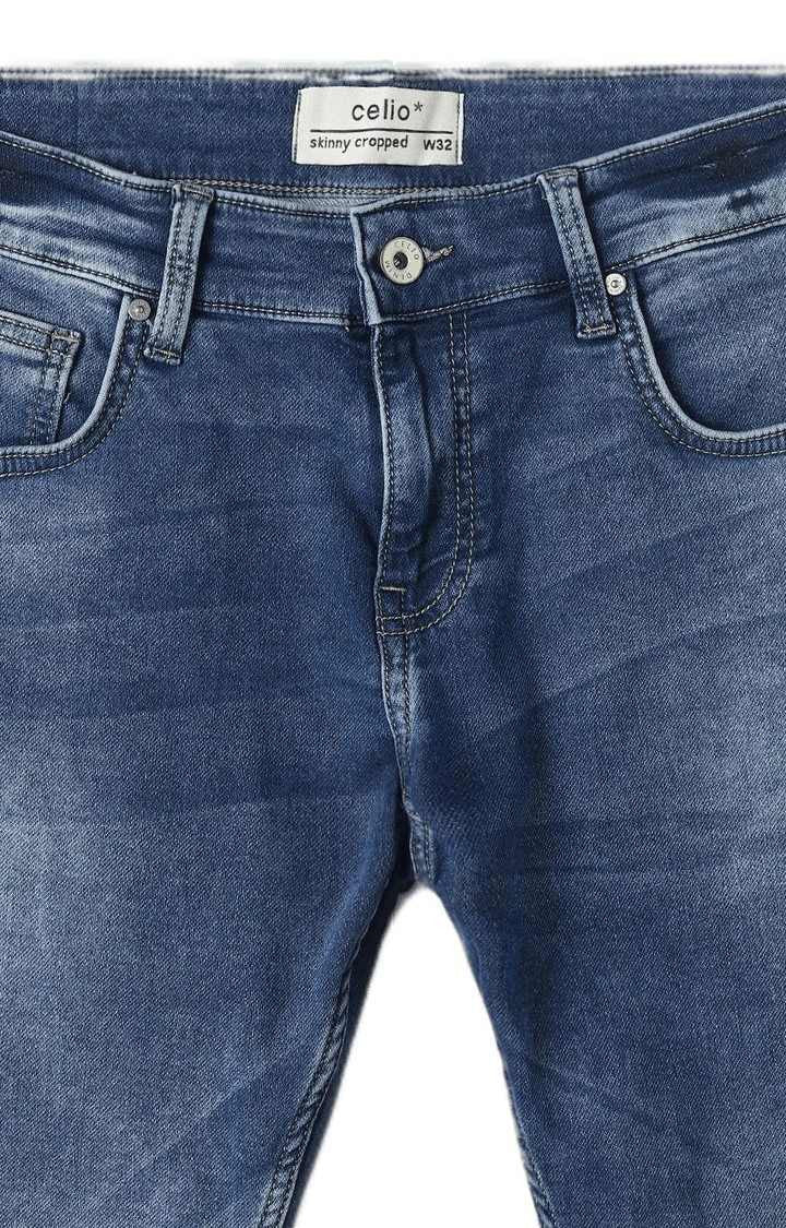 Celio Men Blue Solid Skinny Fit Cotton Jeans