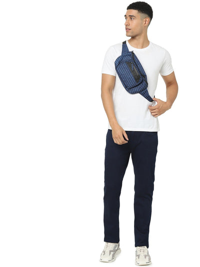 Celio Men Navy Blue Solid Skinny Fit Cotton-Linen-Blend Jeans