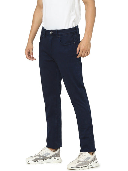 Celio Men Navy Blue Solid Skinny Fit Cotton-Linen-Blend Jeans