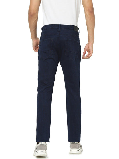 Celio Men Navy Blue Solid Skinny Fit Cotton-Linen-Blend Jeans