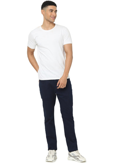 Celio Men Navy Blue Solid Skinny Fit Cotton-Linen-Blend Jeans