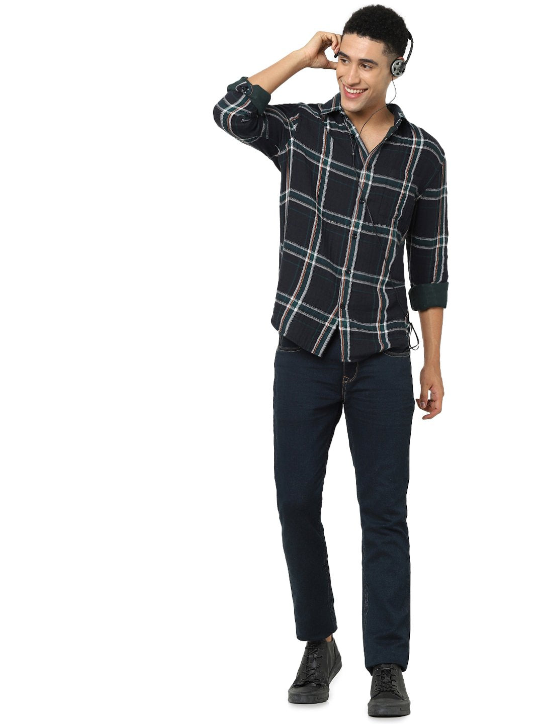 Celio Men Navy Blue Solid Skinny Fit Cotton-Blend Jeans