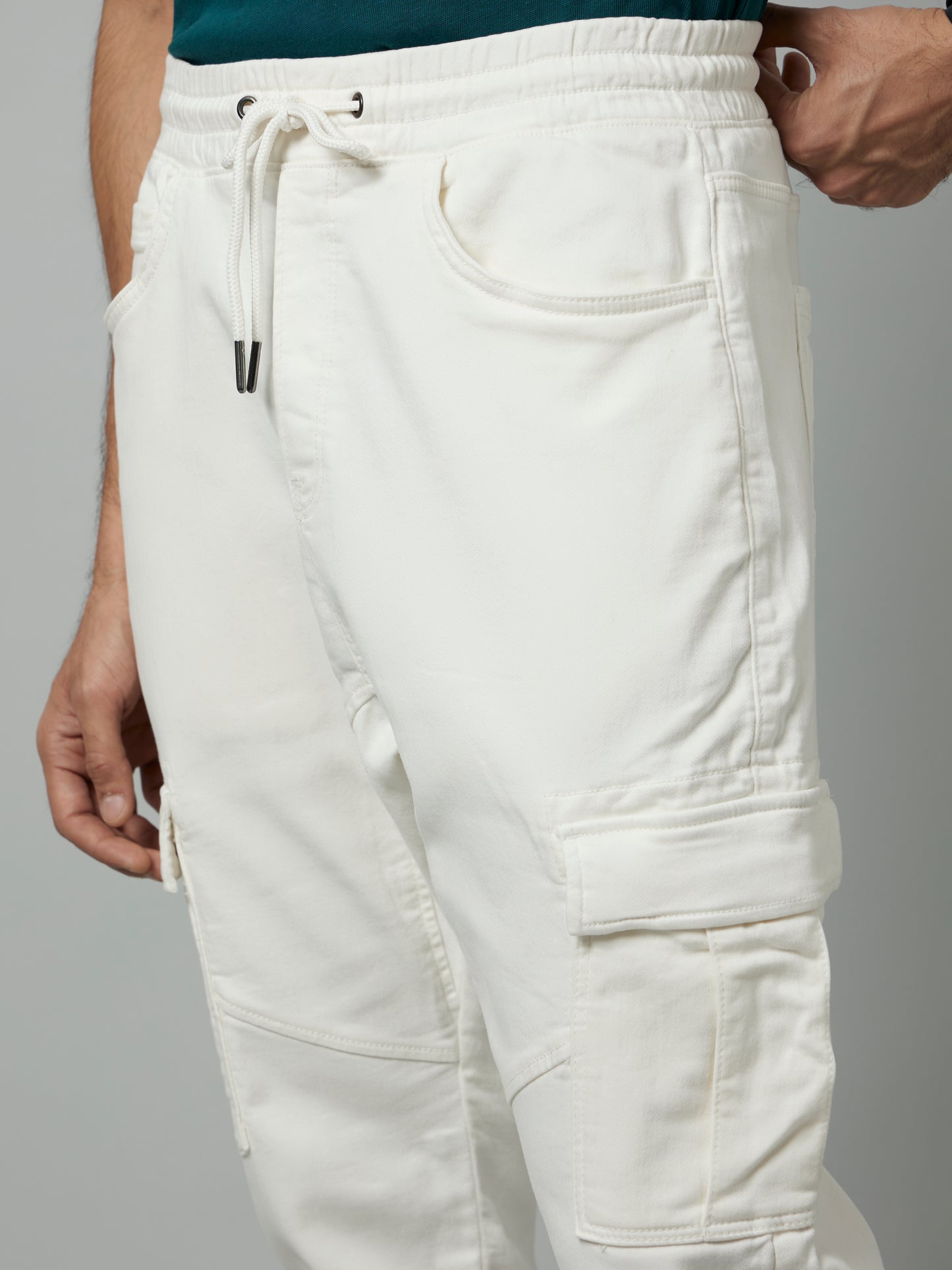 Beige Slim Fit Cargos