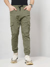 Celio* Cotton-Lycra-Blend Jogger Fit Olive Jeans