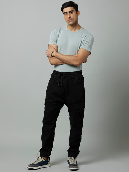 Celio* Cotton-Lycra-Blend Jogger Fit Black Jeans