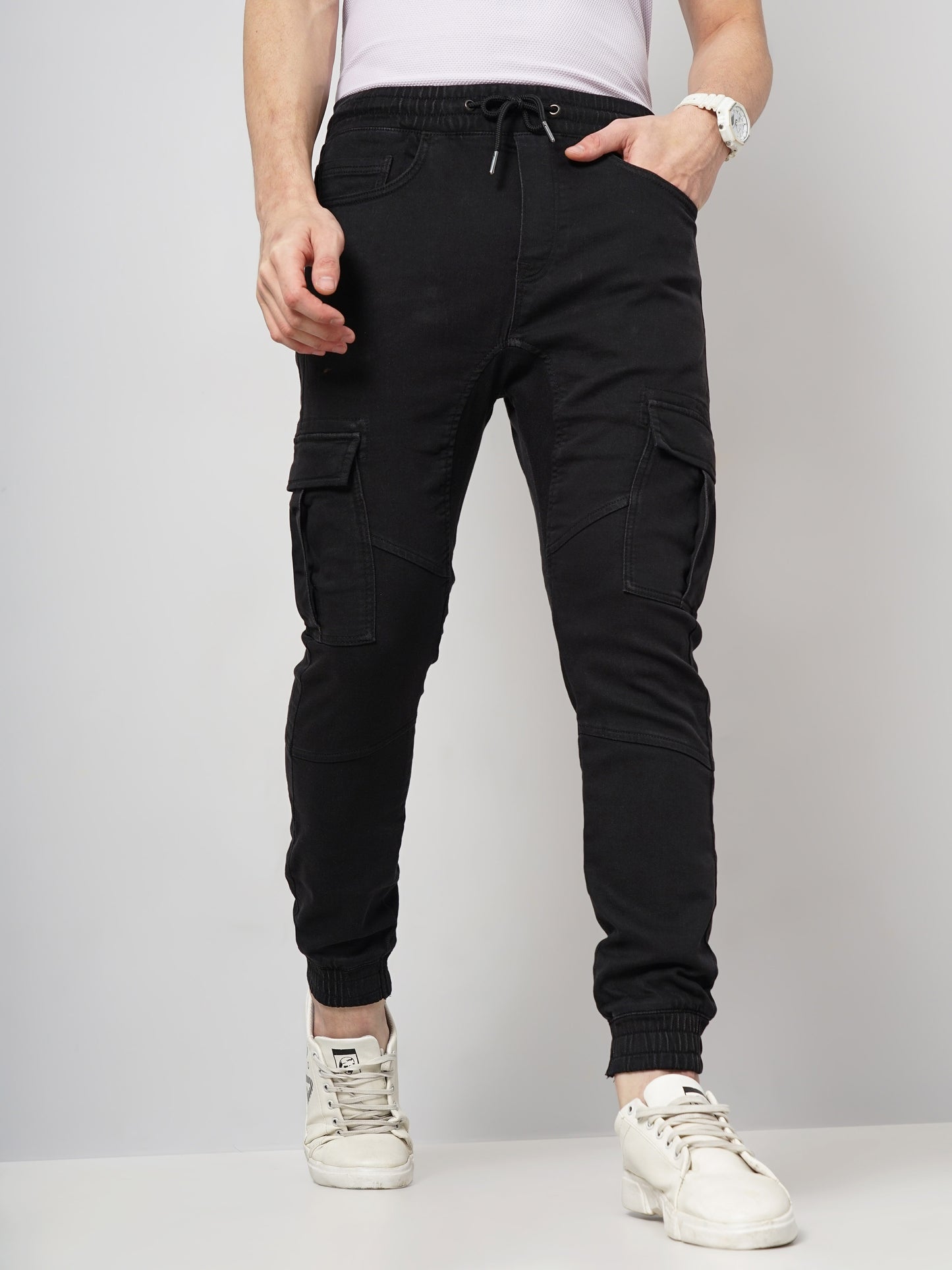 Black Cotton Jogger Fit Jeans