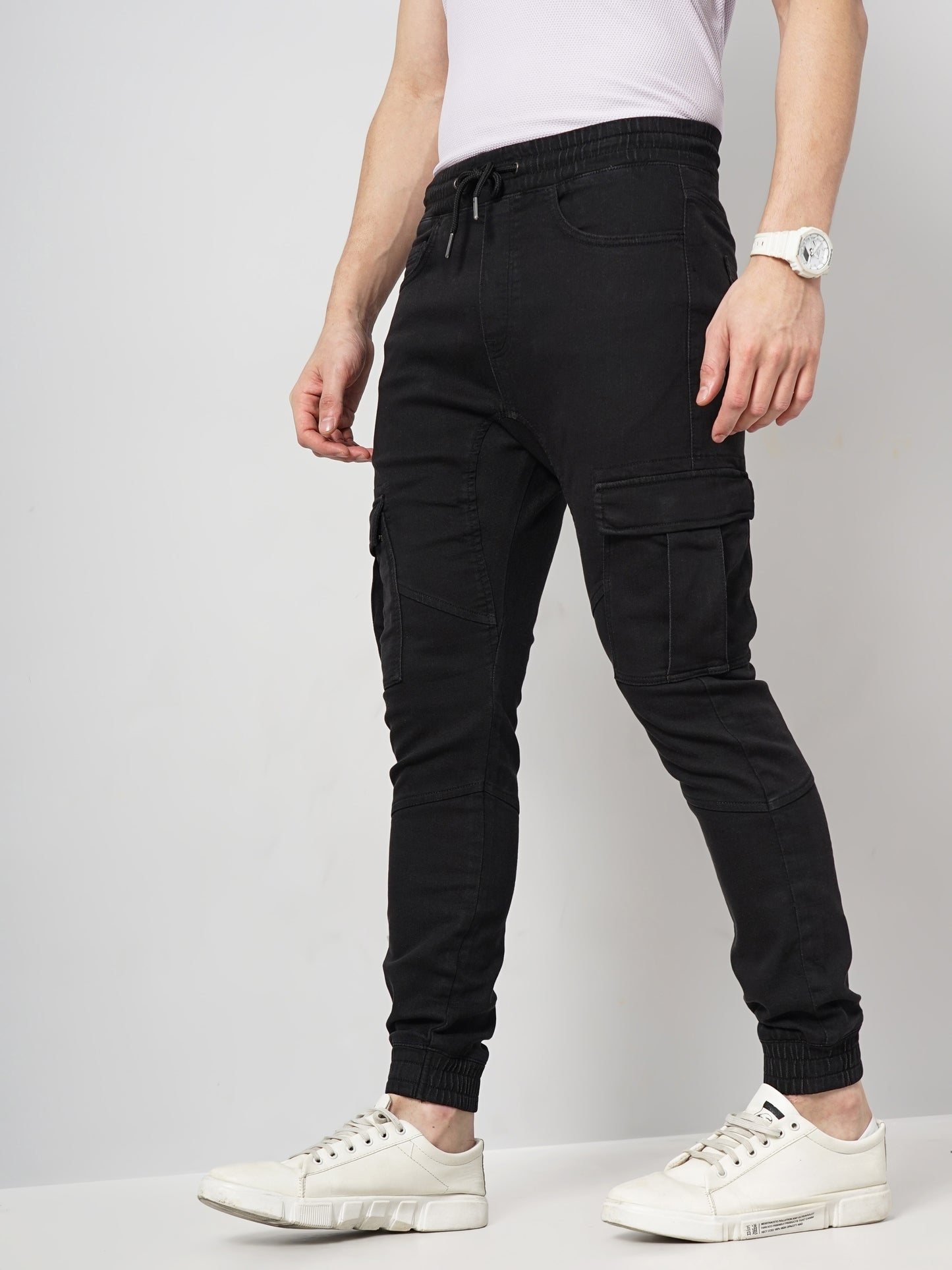 Black Cotton Jogger Fit Jeans