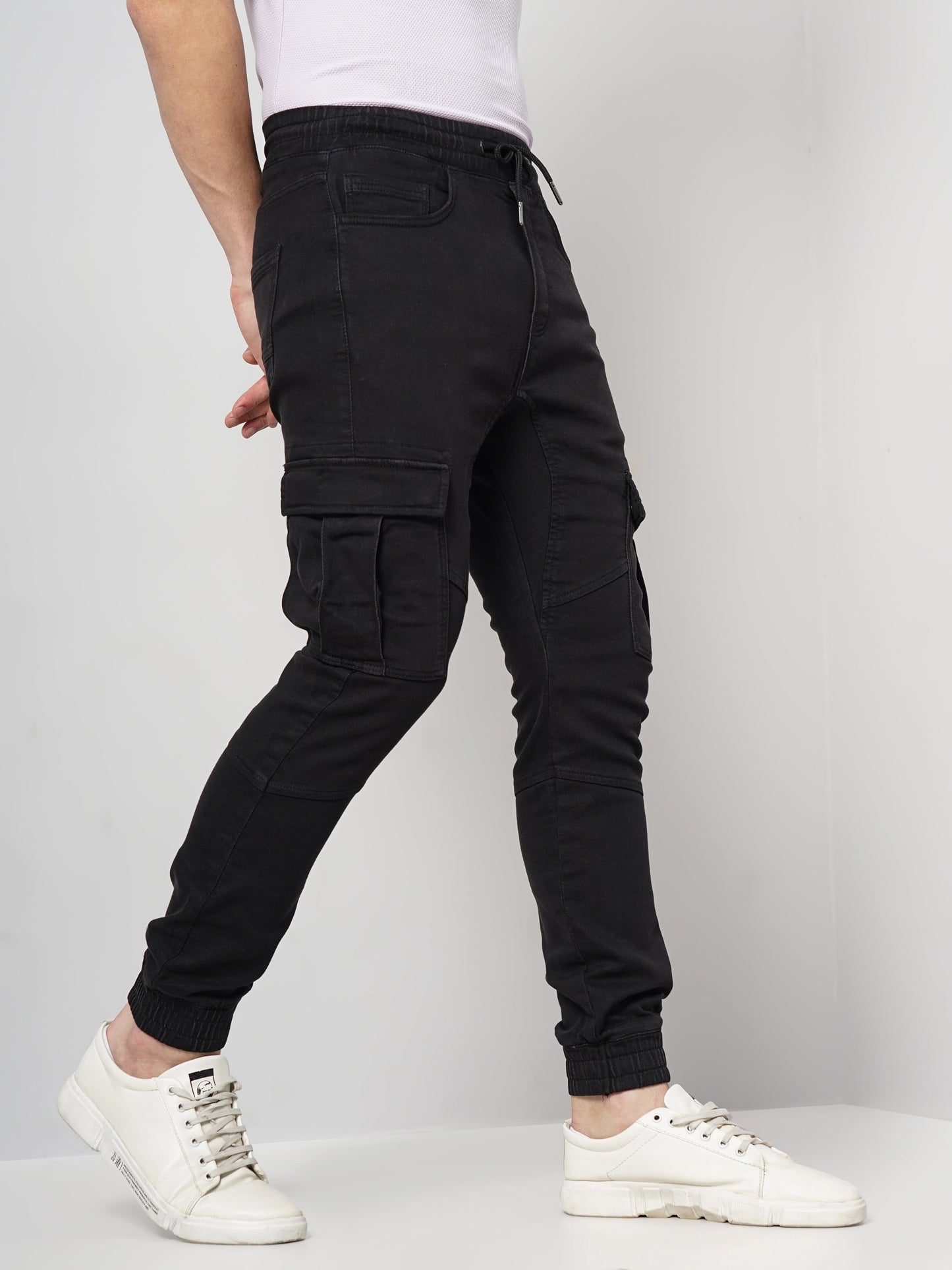 Black Cotton Jogger Fit Jeans