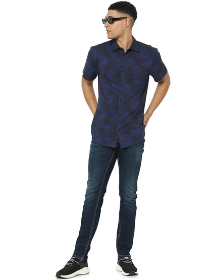 Celio* Men Blue Solid Skinny Fit Cotton-Blend Jeans