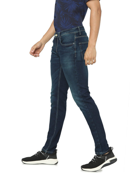 Celio* Men Blue Solid Skinny Fit Cotton-Blend Jeans