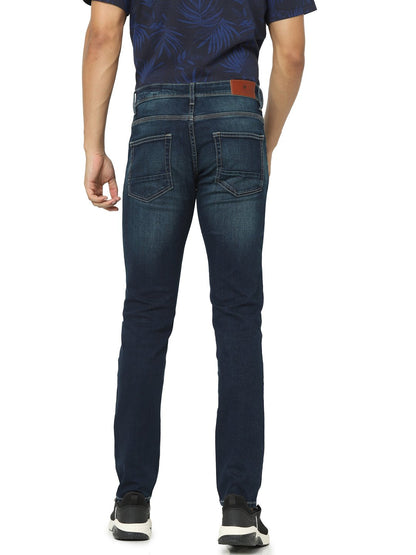 Celio* Men Blue Solid Skinny Fit Cotton-Blend Jeans