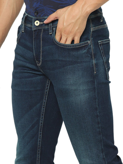 Celio* Men Blue Solid Skinny Fit Cotton-Blend Jeans