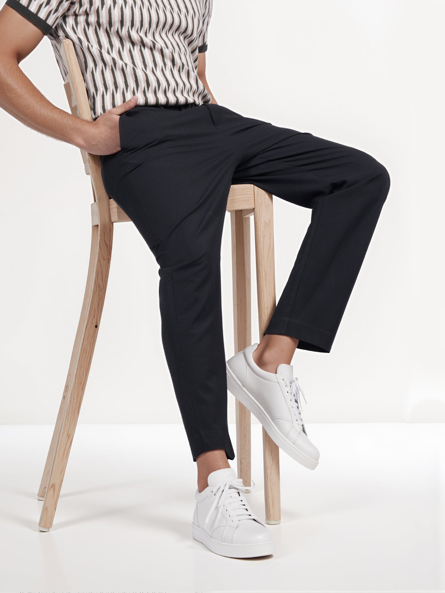 Celio* Men Black Solid Regular Fit Polyester Trouser