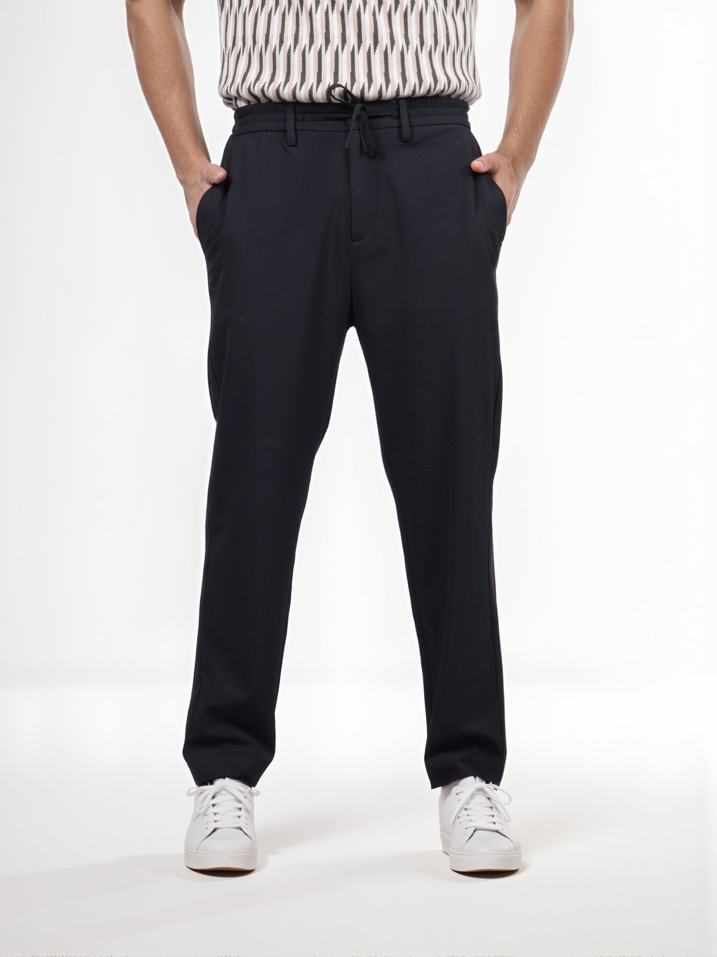 Celio* Men Black Solid Regular Fit Polyester Trouser