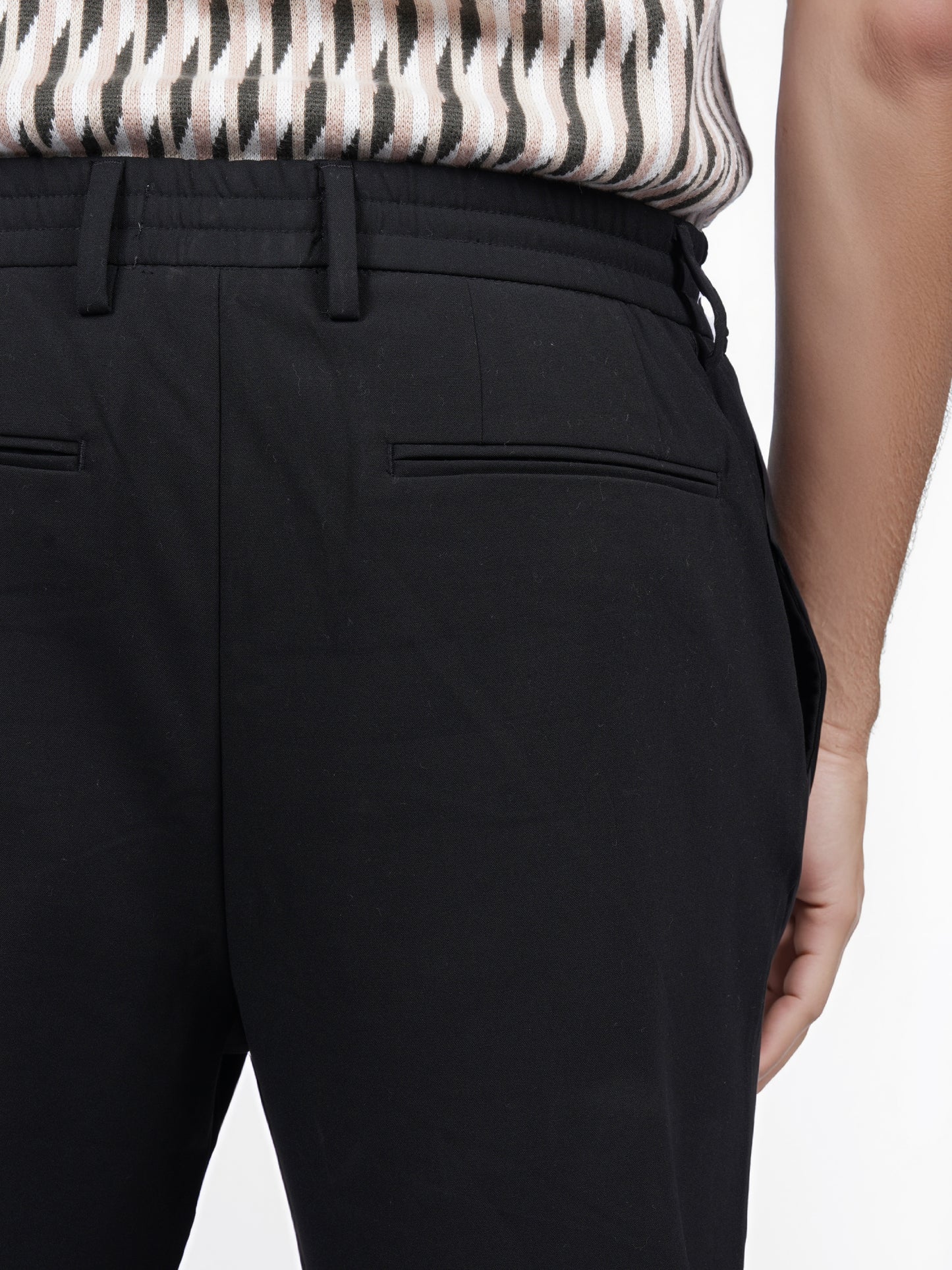 Celio* Men Black Solid Regular Fit Polyester Trouser