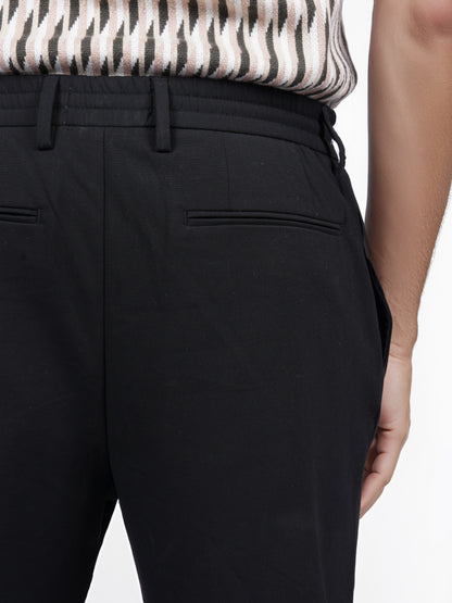 Celio* Men Black Solid Regular Fit Polyester Trouser