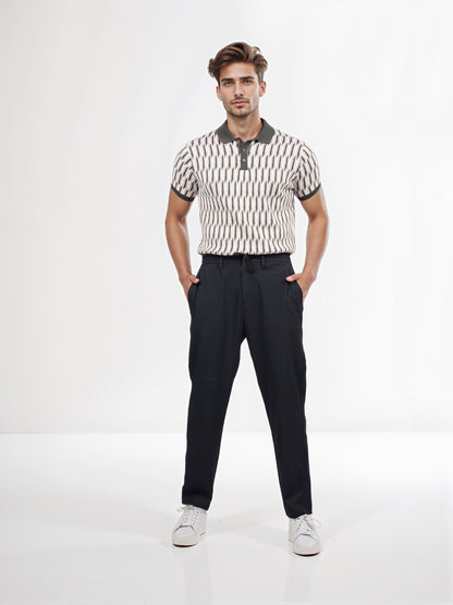 Celio* Men Black Solid Regular Fit Polyester Trouser