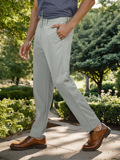 Celio* Men Green Solid Regular Fit Polyester Trouser