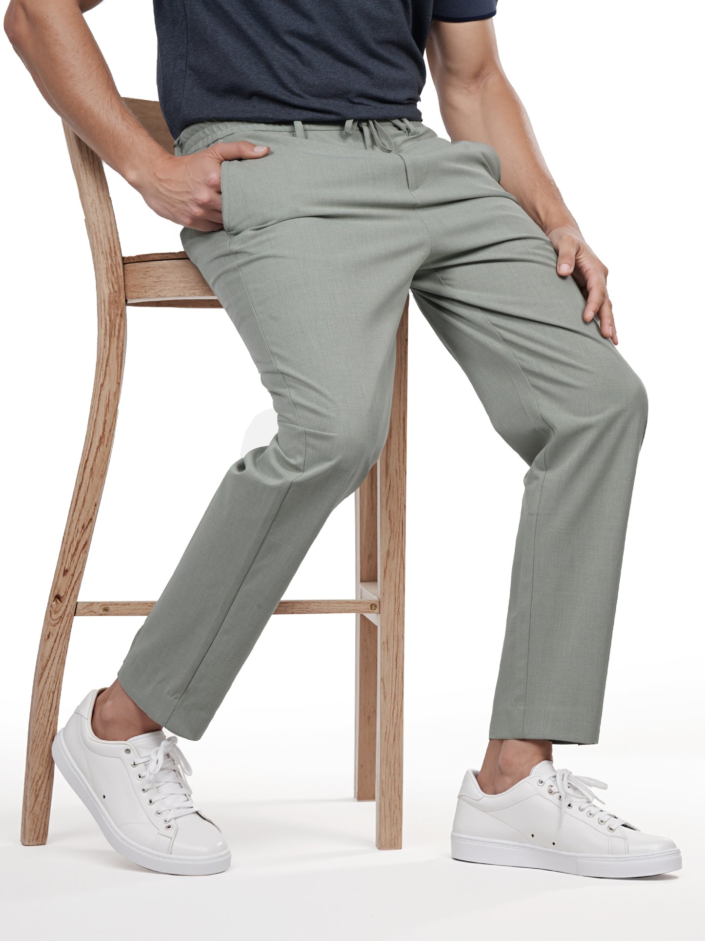 Celio* Men Green Solid Regular Fit Polyester Trouser