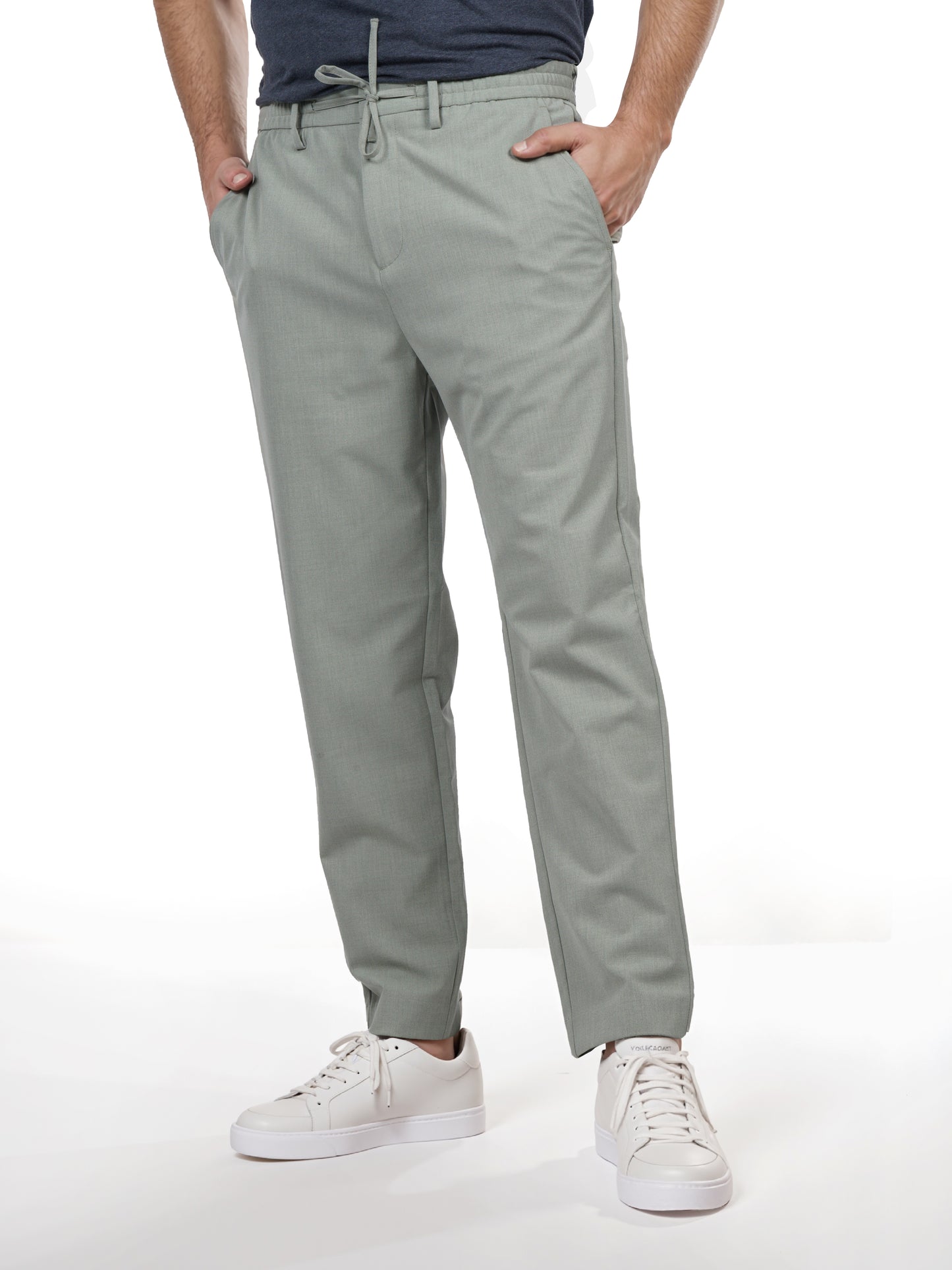 Celio* Men Green Solid Regular Fit Polyester Trouser