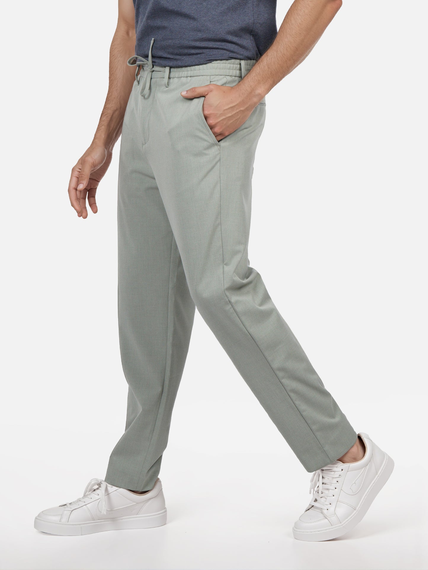 Celio* Men Green Solid Regular Fit Polyester Trouser