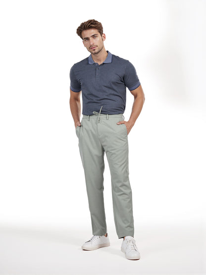 Celio* Men Green Solid Regular Fit Polyester Trouser