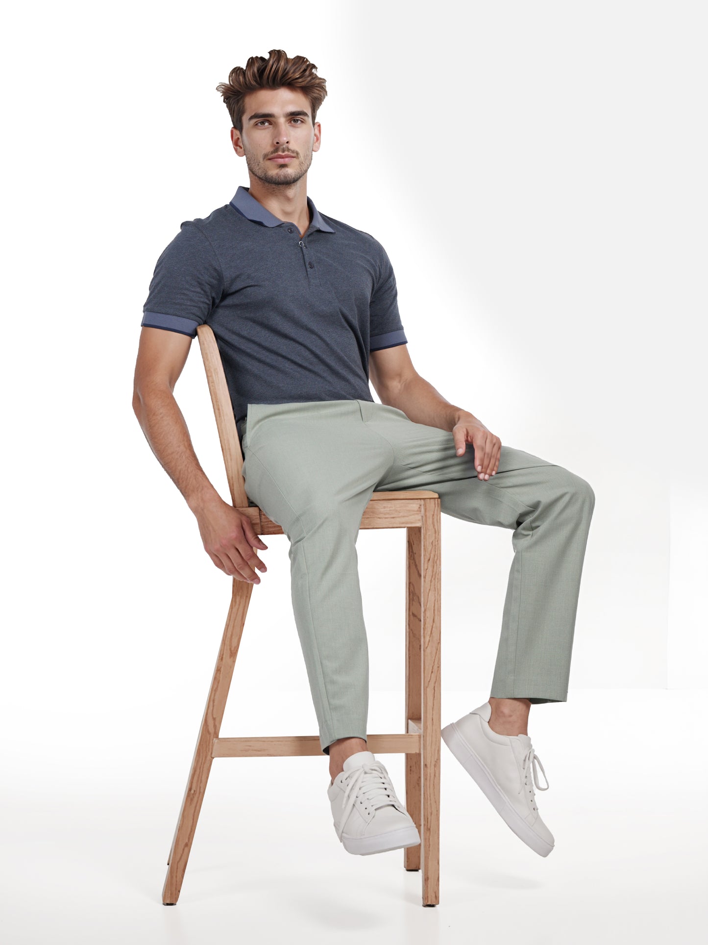 Celio* Men Green Solid Regular Fit Polyester Trouser