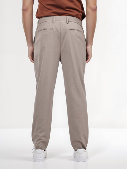 Celio* Men Beige Solid Regular Fit Polyester Trouser