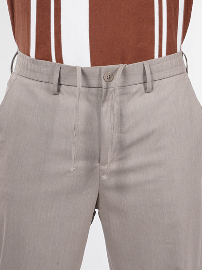 Celio* Men Beige Solid Regular Fit Polyester Trouser