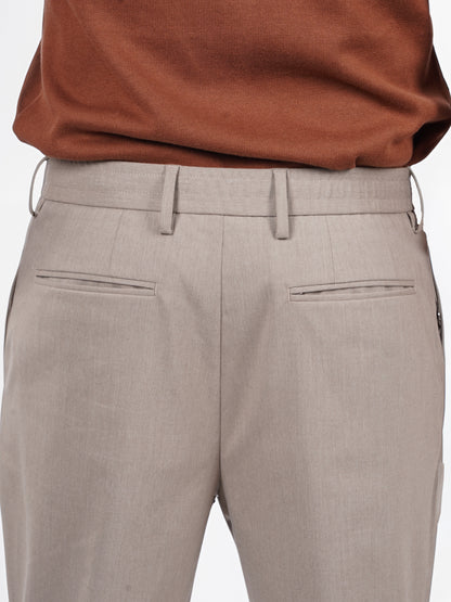 Celio* Men Beige Solid Regular Fit Polyester Trouser