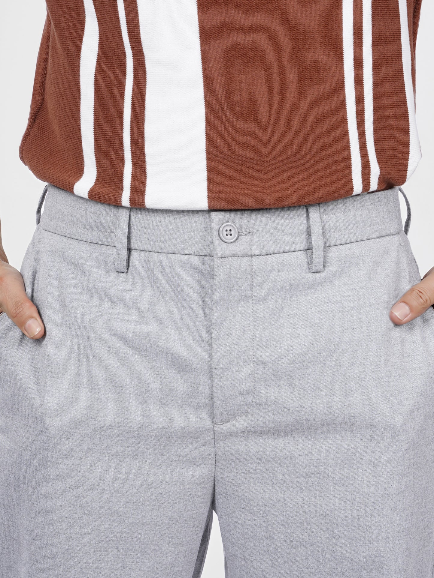 Celio* Men Grey Solid Regular Fit Polyester Trouser