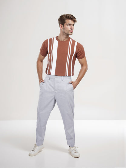 Celio* Men Grey Solid Regular Fit Polyester Trouser