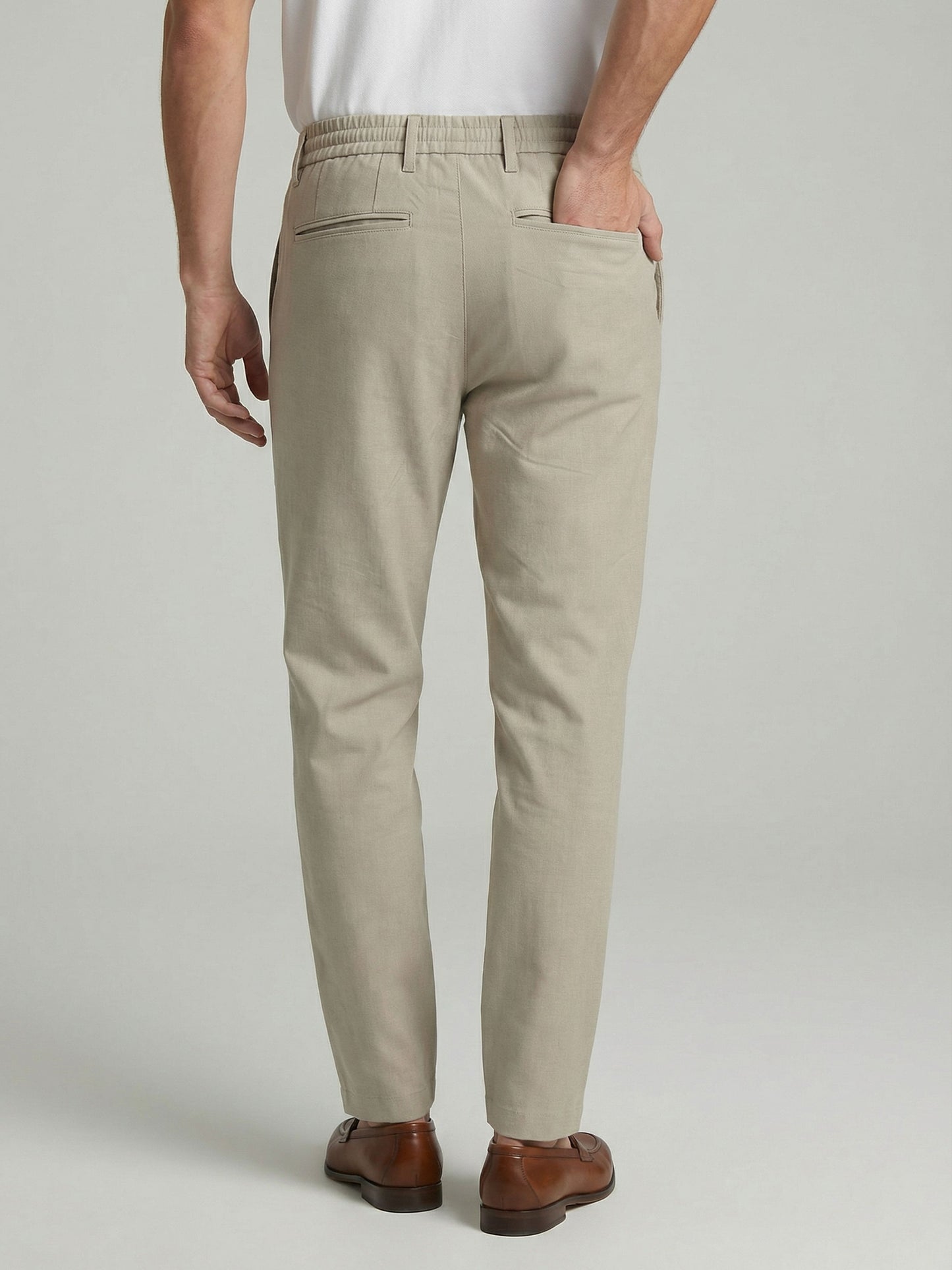 Celio* Men Beige Solid Regular Fit Polyester Trousers