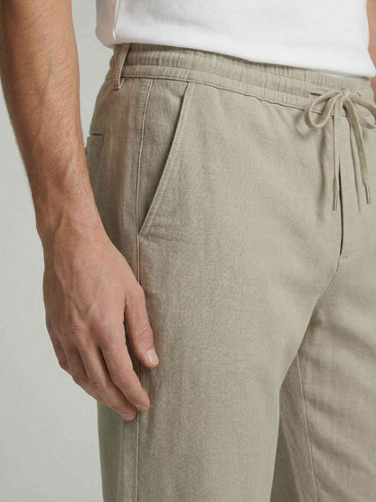 Celio* Men Beige Solid Regular Fit Polyester Trousers