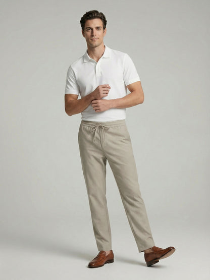 Celio* Men Beige Solid Regular Fit Polyester Trousers
