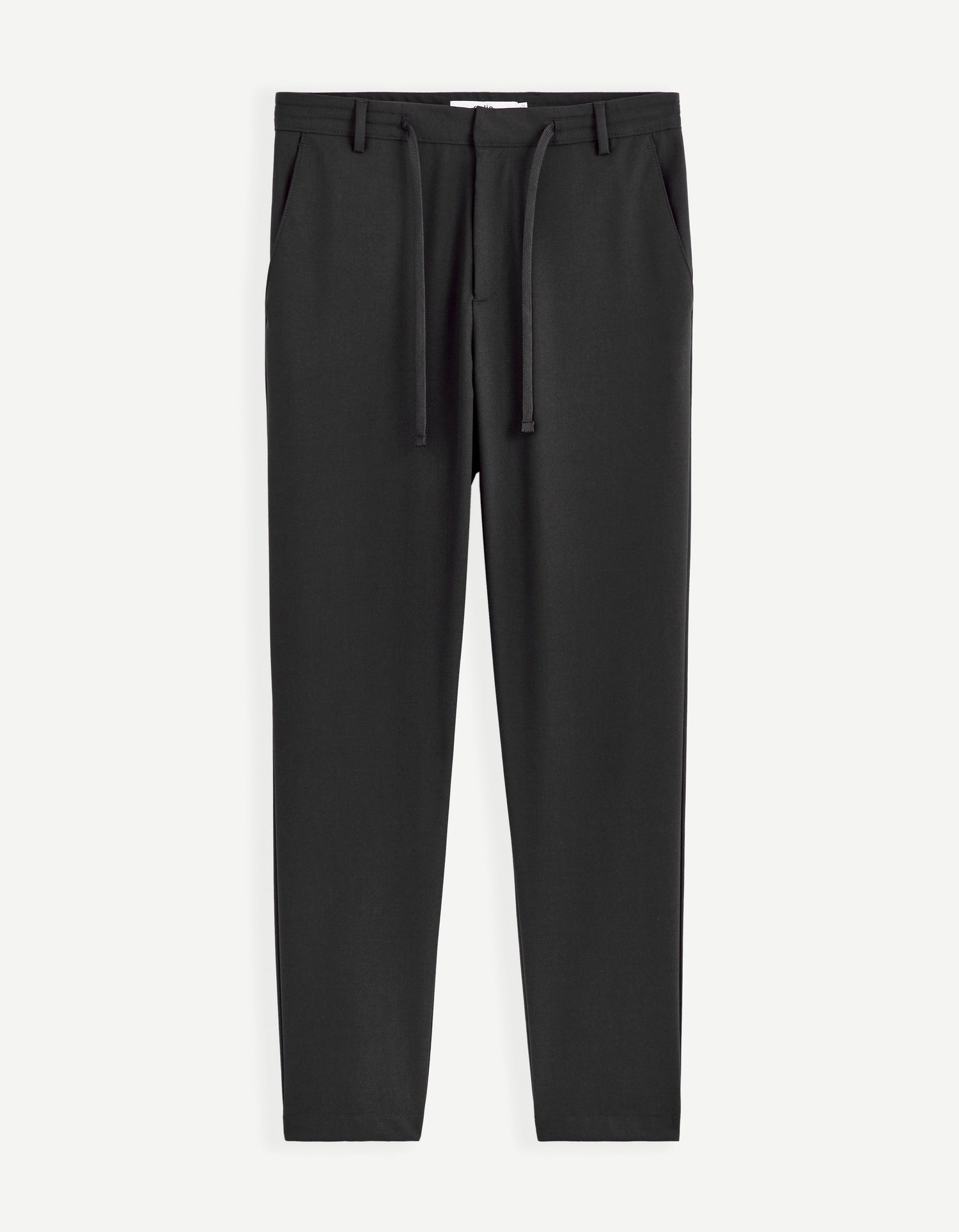 Celio* Polyester Men Black Solid Regular Fit Trousers