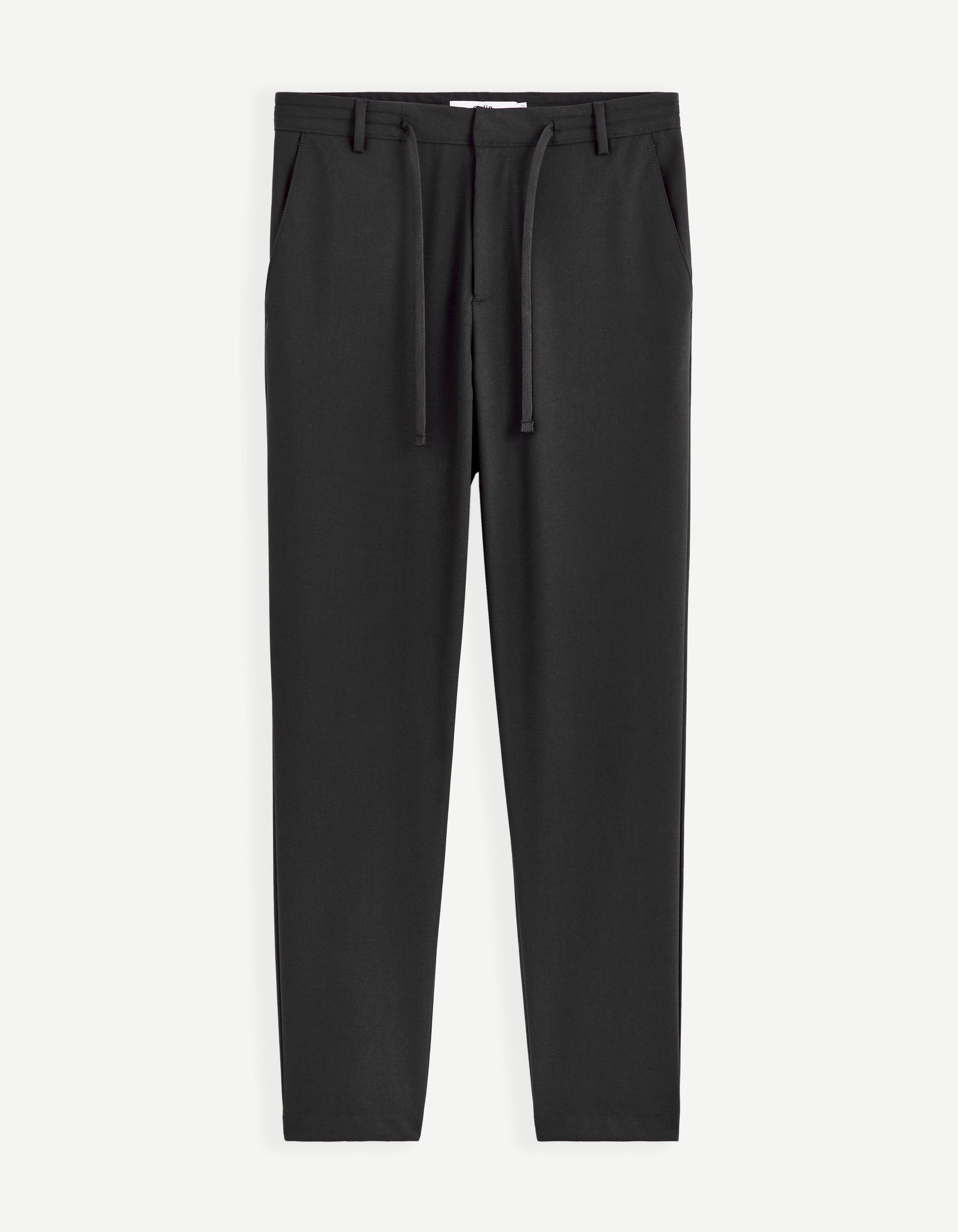 Celio* Polyester Men Black Solid Regular Fit Trousers