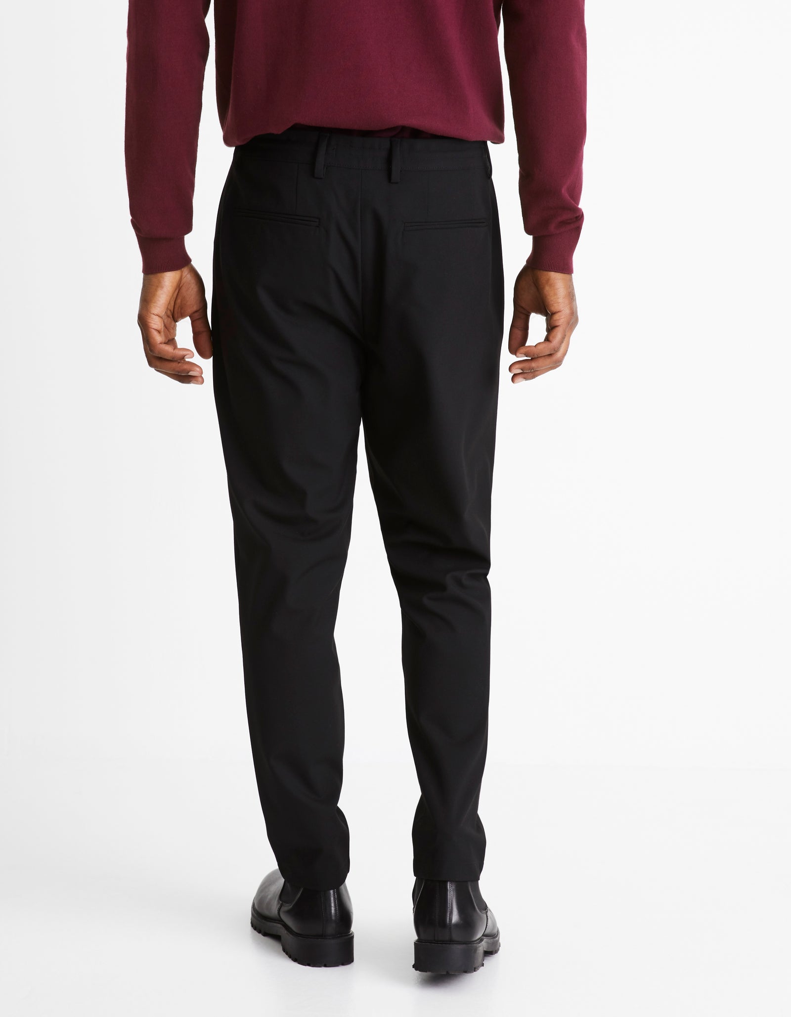 Celio* Polyester Men Black Solid Regular Fit Trousers
