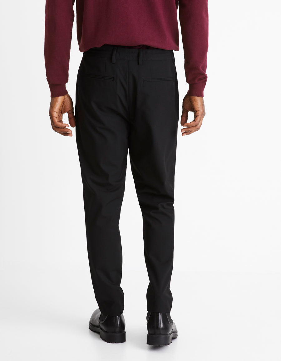 Celio* Polyester Men Black Solid Regular Fit Trousers