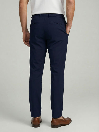 Celio* Men Navy Blue Solid Regular Fit Polyester Trousers