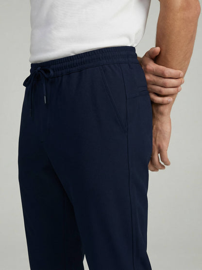 Celio* Men Navy Blue Solid Regular Fit Polyester Trousers