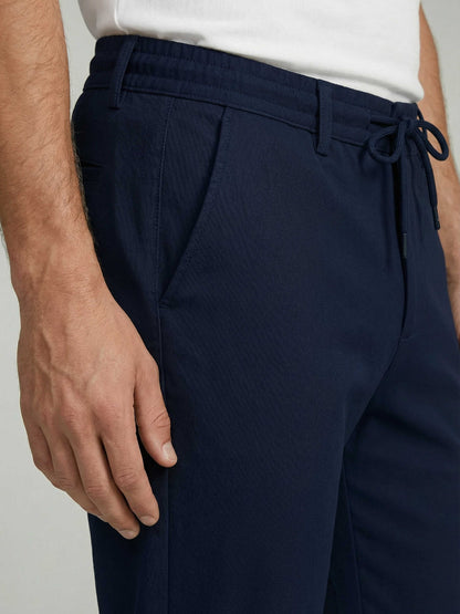 Celio* Men Navy Blue Solid Regular Fit Polyester Trousers