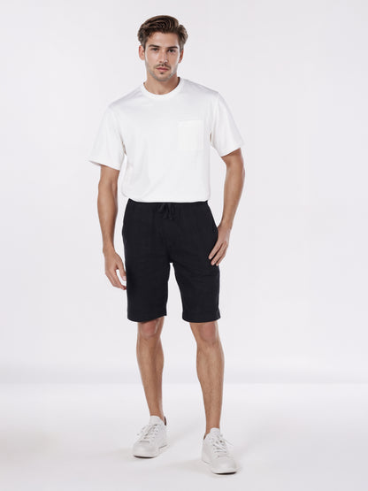 Celio* Men Black Solid Straight Fit Cotton Shorts