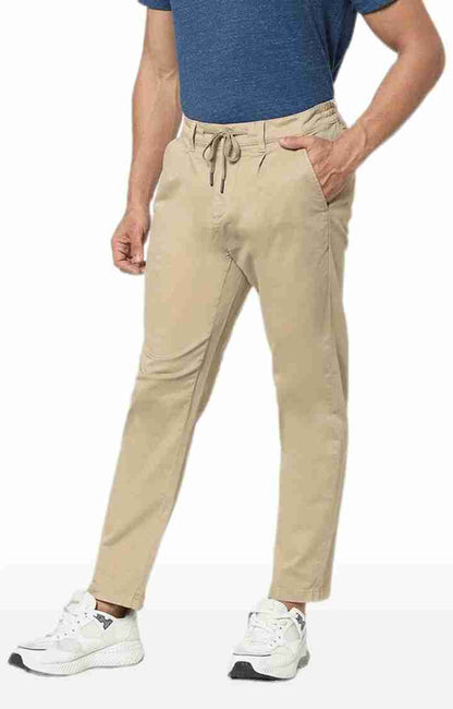 Beige Regular Fit Trousers