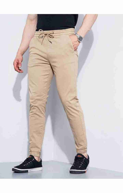 Beige Slim Fit Trousers