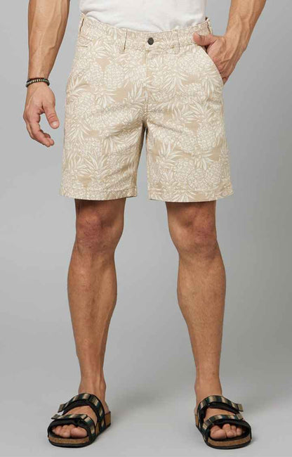 Beige Regular Fit Shorts